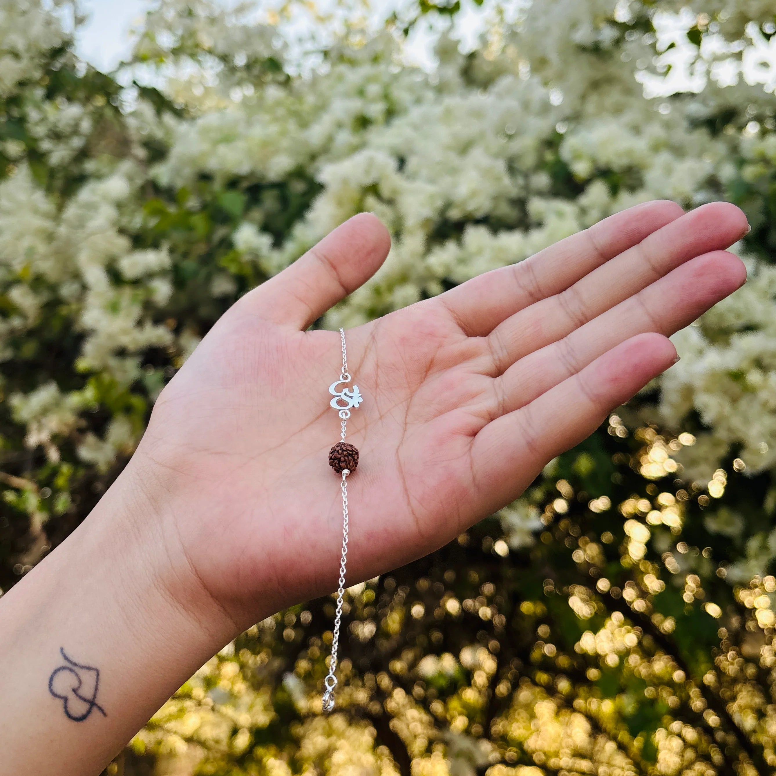 Divine Om Rudraksha Pure Silver (चाँदी) Bracelet