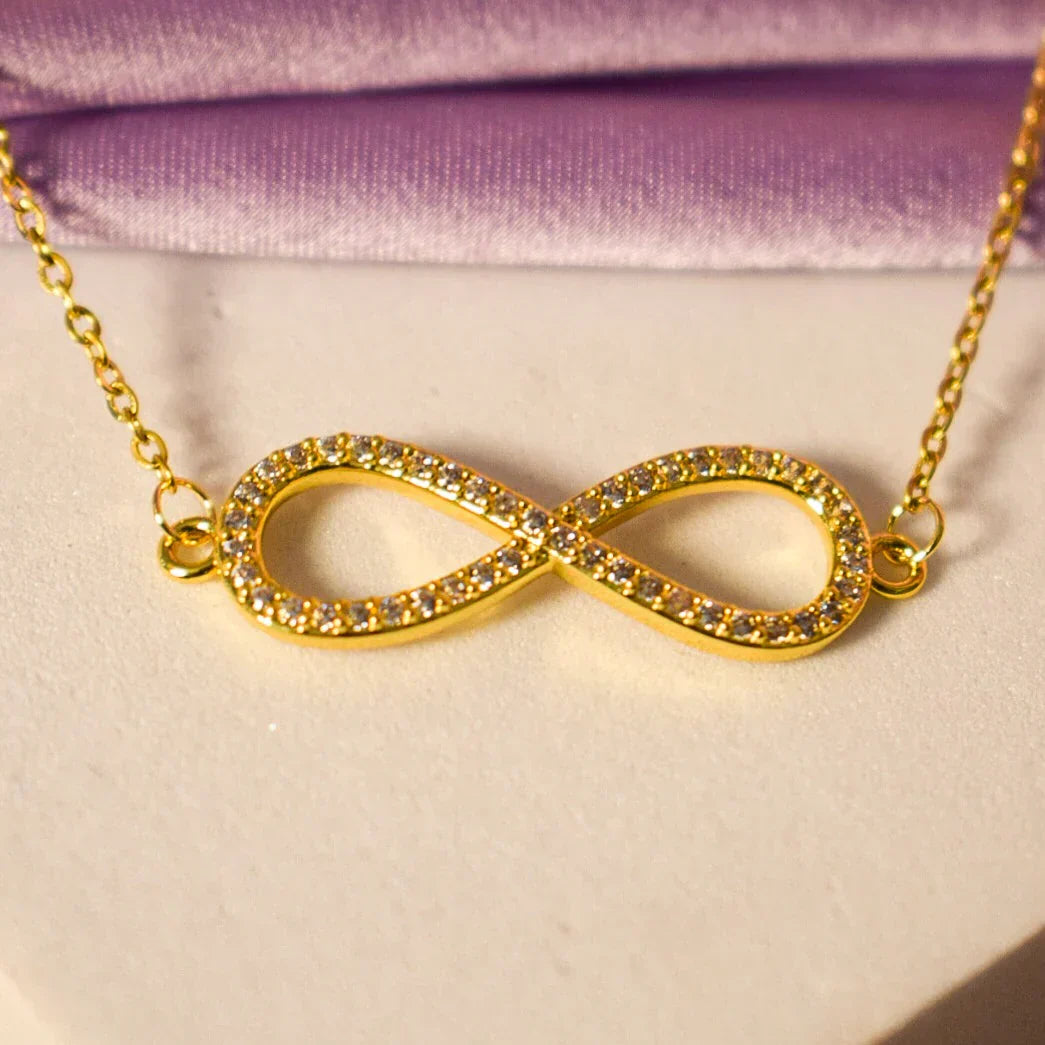 Infinity Love Golden Crystal Necklace